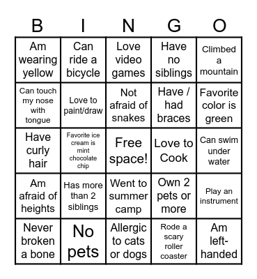 Chuck Family Gathering BINGO Card