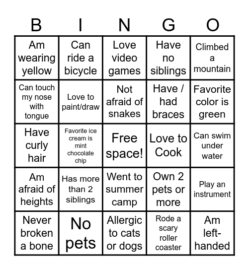 Chuck Family Gathering BINGO Card