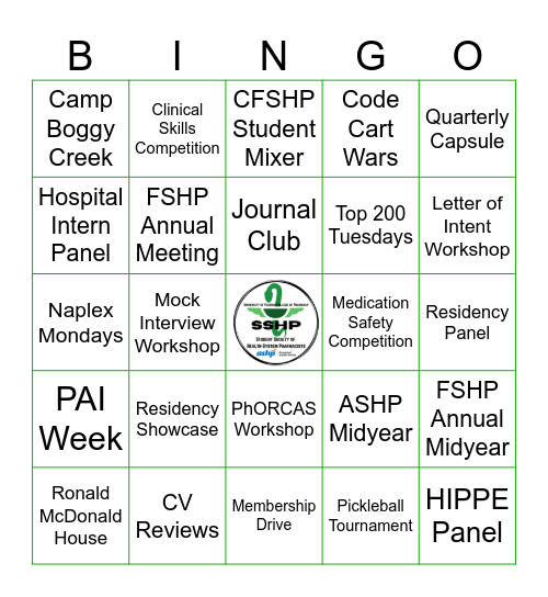 SSHP BINGO! Bingo Card