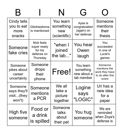 Bingo!!! Bingo Card