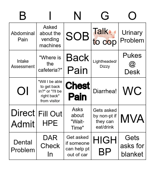 ED Reg Bingo Card