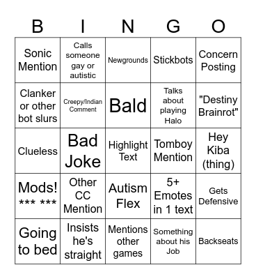 Gaybird Bingo Card