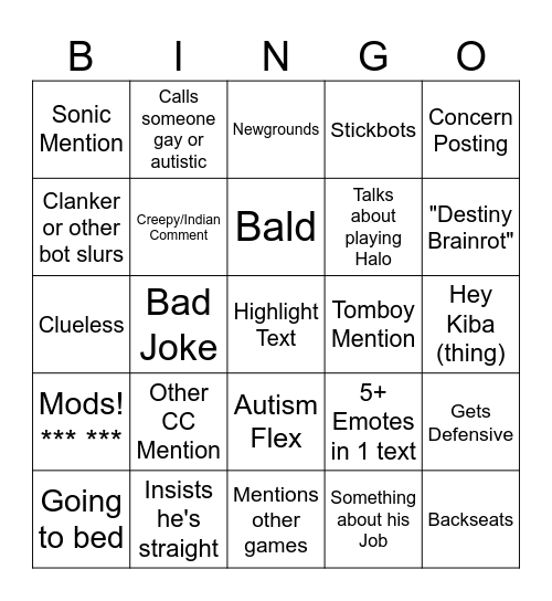 Gaybird Bingo Card