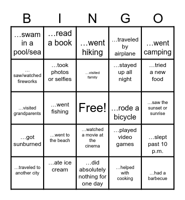 Find Someone Who Bingo Card