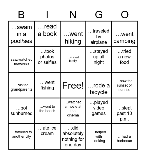 Find Someone Who Bingo Card