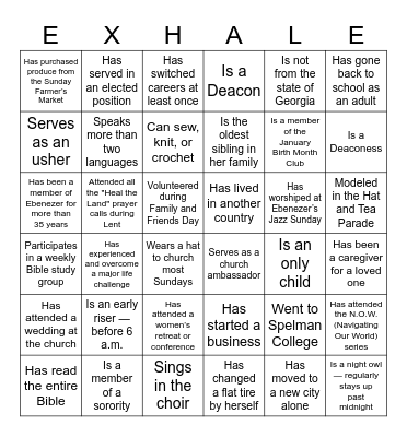 Sisterhood Bingo Card