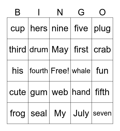 CVC, CCVC, CVCC Words (Picture Clues) Bingo Card