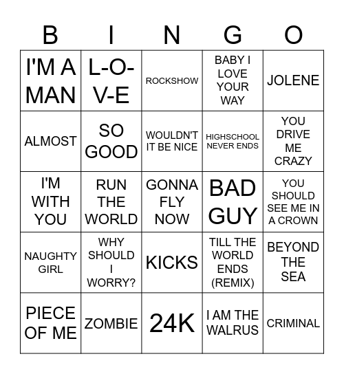 CRAZY BINGOOO Bingo Card