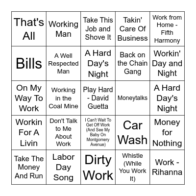 Labor Day Weekend Bingo Card