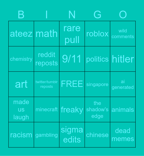 INSTAGRAM REELS BINGOOOO Bingo Card