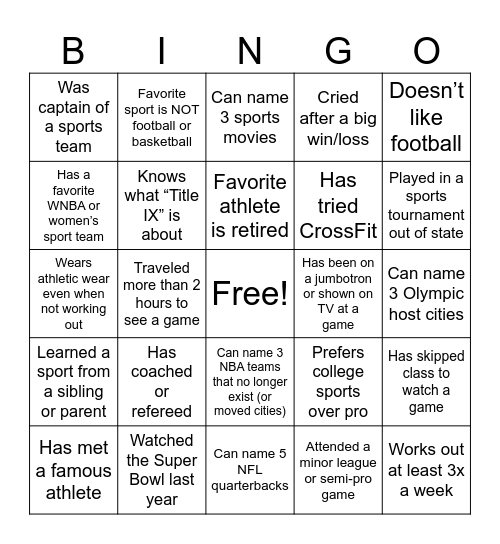 KNPE 111 Bingo Card