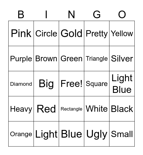 Colors and Shapes Bingo Card