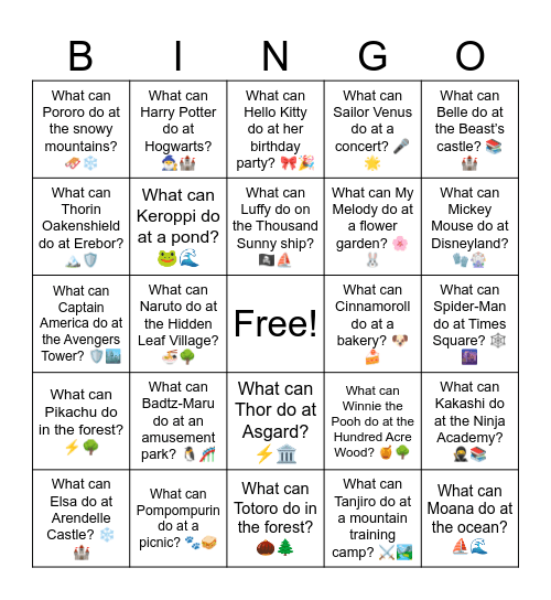 B17 L17 What can Gudetama do at a kitchen? 🥚🍳 Bingo Card