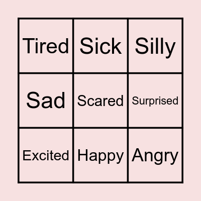 Emotions Bingo Card