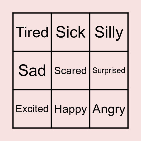 Emotions Bingo Card