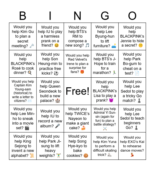 B17 L18 Would you help Lee Sedol to teach beginners Go? ♟️ Bingo Card