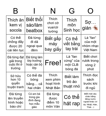 Get to know you Bingo Card