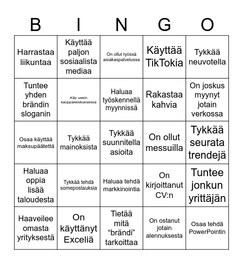 Perho Bingo Card