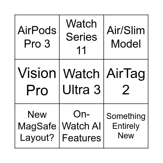 iPhone 17 event Bingo Card