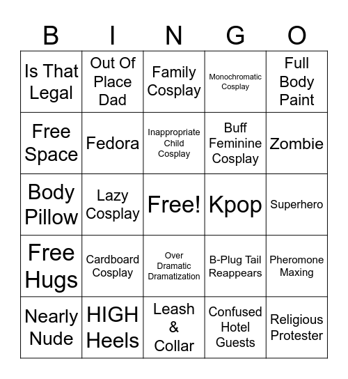 Saboten Bingo Card