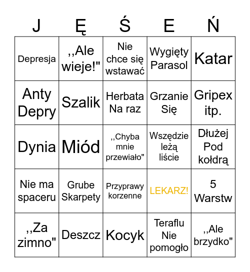 Jesieniara Bingo Card