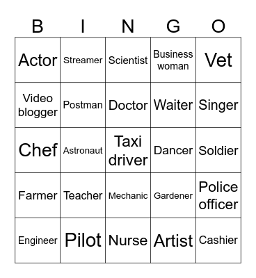 Jobs Bingo! Bingo Card