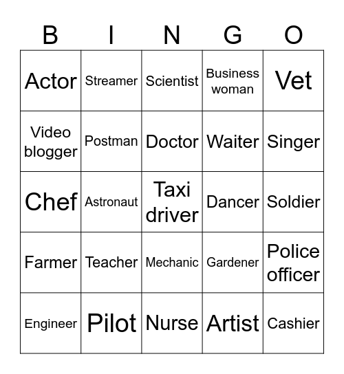 Jobs Bingo! Bingo Card