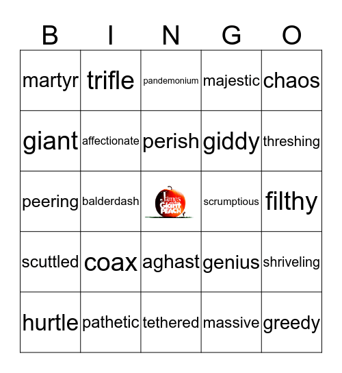 James and the Giant Peach Bingo Card