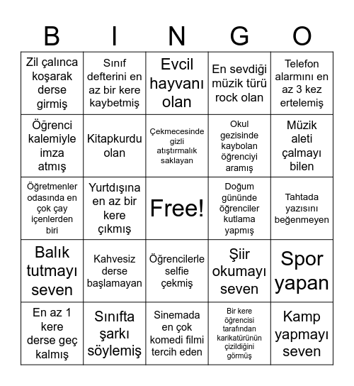 TANIŞMA Bingo Card