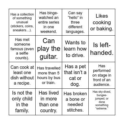 Find someone who ... Bingo Card