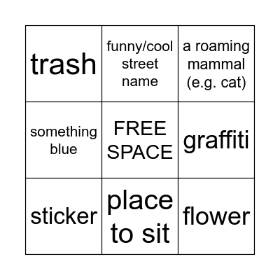 Walking Bingo August Bingo Card