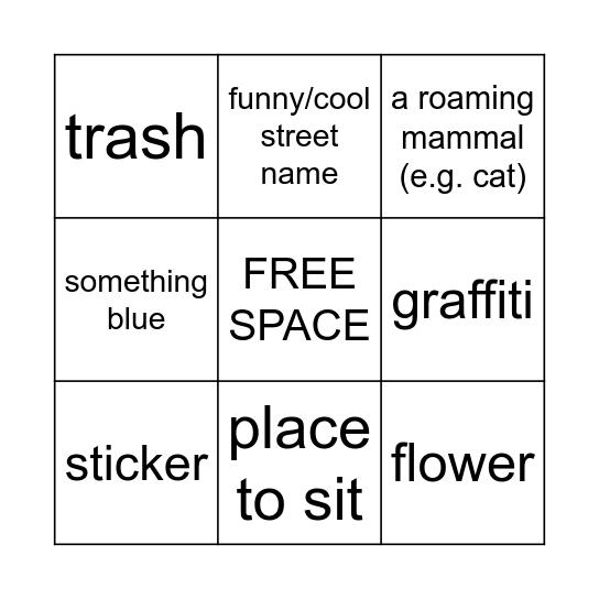 Walking Bingo August Bingo Card