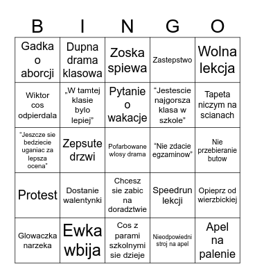 BACK TO SCHOOL Bingo Card