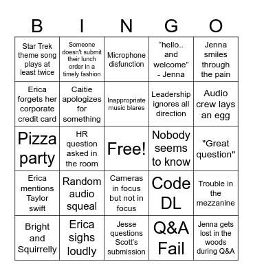 August AEM Bingo Card