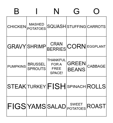 Thanksgiving Bingo Card