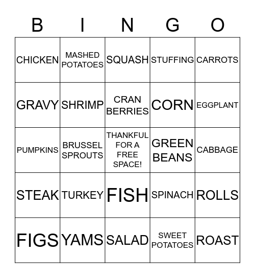 Thanksgiving Bingo Card