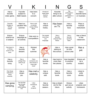 West Chester East Viking Bingo! Bingo Card