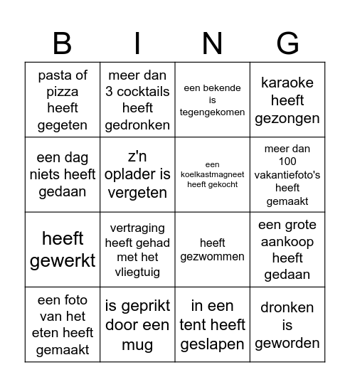 Zoek iemand die... Bingo Card