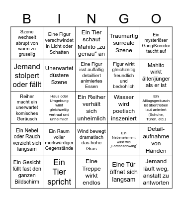 Der Hunge und der Reiher Bingo Card