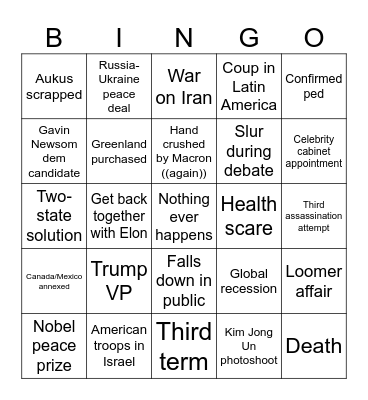 Trump bingo Card