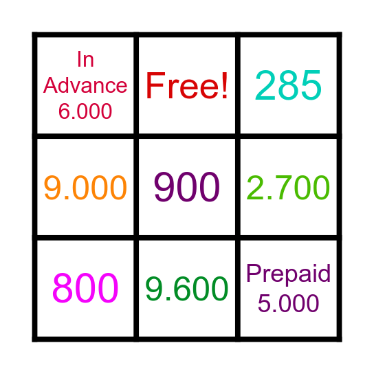 Accounting Bingo Card