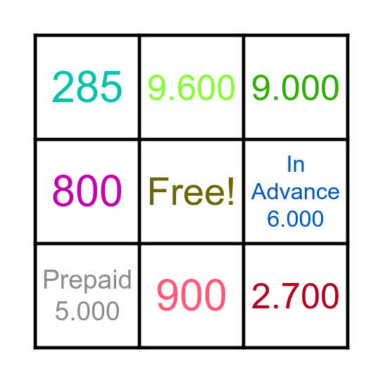Accounting  Bingo Card