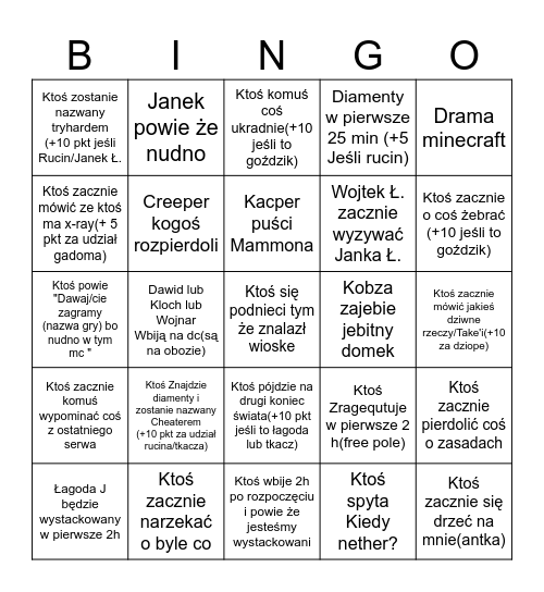 Bingo mc Bingo Card