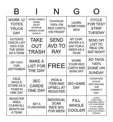 SEPTEMBER Bingo Card
