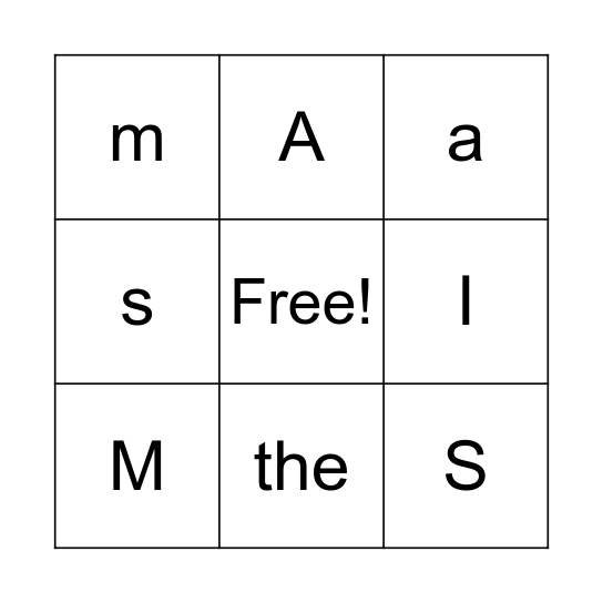 UFLI Lessons 1-4 Bingo Card