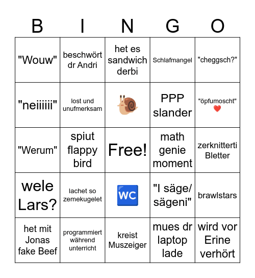 Lars Bingo Card