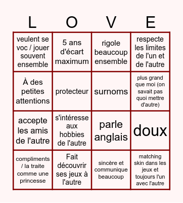 Perfect Online Man Bingo Card