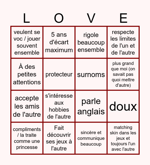 Perfect Online Man Bingo Card