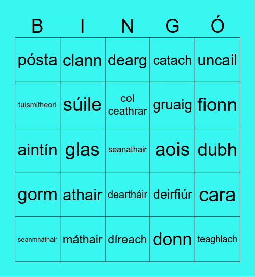 Mé Féin Bingo Card