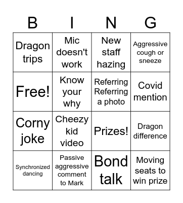 Staff Welcome Bingo Card